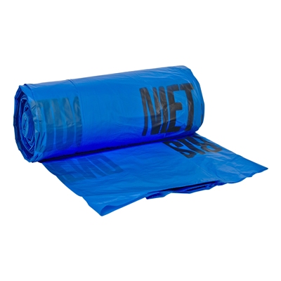 625708: HD zak - 90 x 120 cm - T40 - 195 l - BLAUW - rol 25 stuks met opdruk NIET RISICOHOUDEND MEDISCH AFVAL