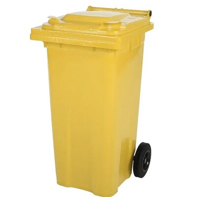 750256: Mini container met 2 wielen - 140 l - GEEL