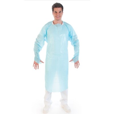 779619: Wegwerpschort met mouwen - 100 x 125 cm - 28µ - BLAUW